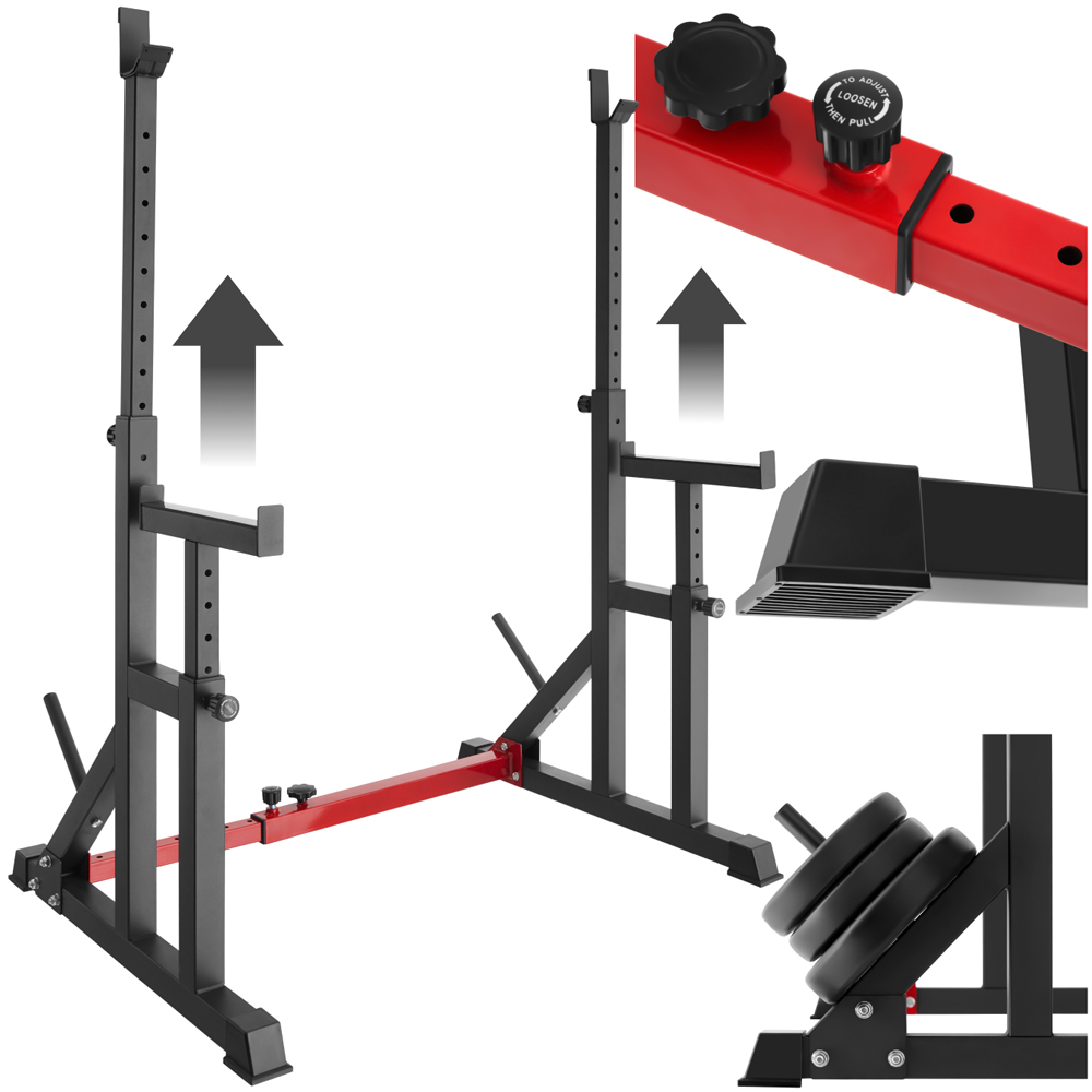 tectake Creed Adjustable Squat Rack with 2 Weight Plates Holder Image 3