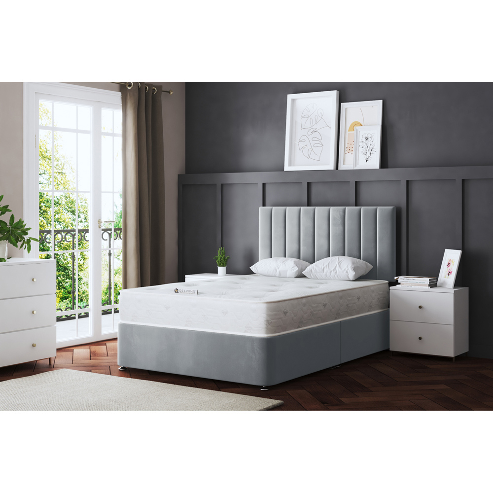 DS Living Amelia Small Single Silver Upholstered Panel Divan Bed Image 5