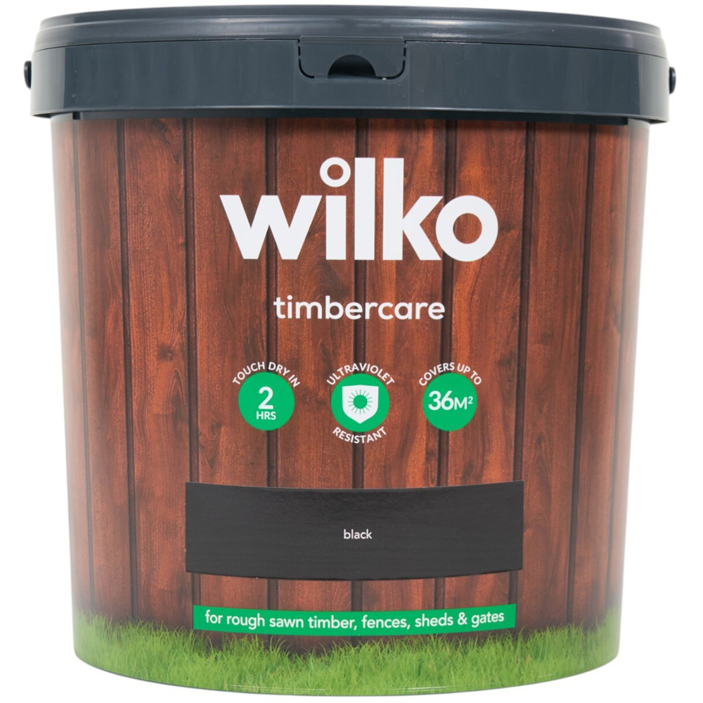 Wilko Timbercare Wood Paint Black 9L Image 2