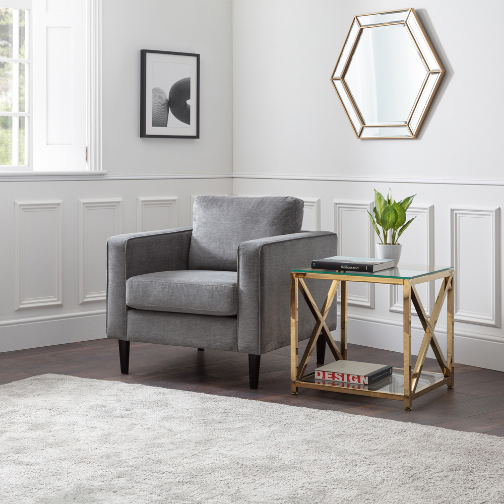 Julian Bowen Hayward Grey Chenille Chair  Image 7