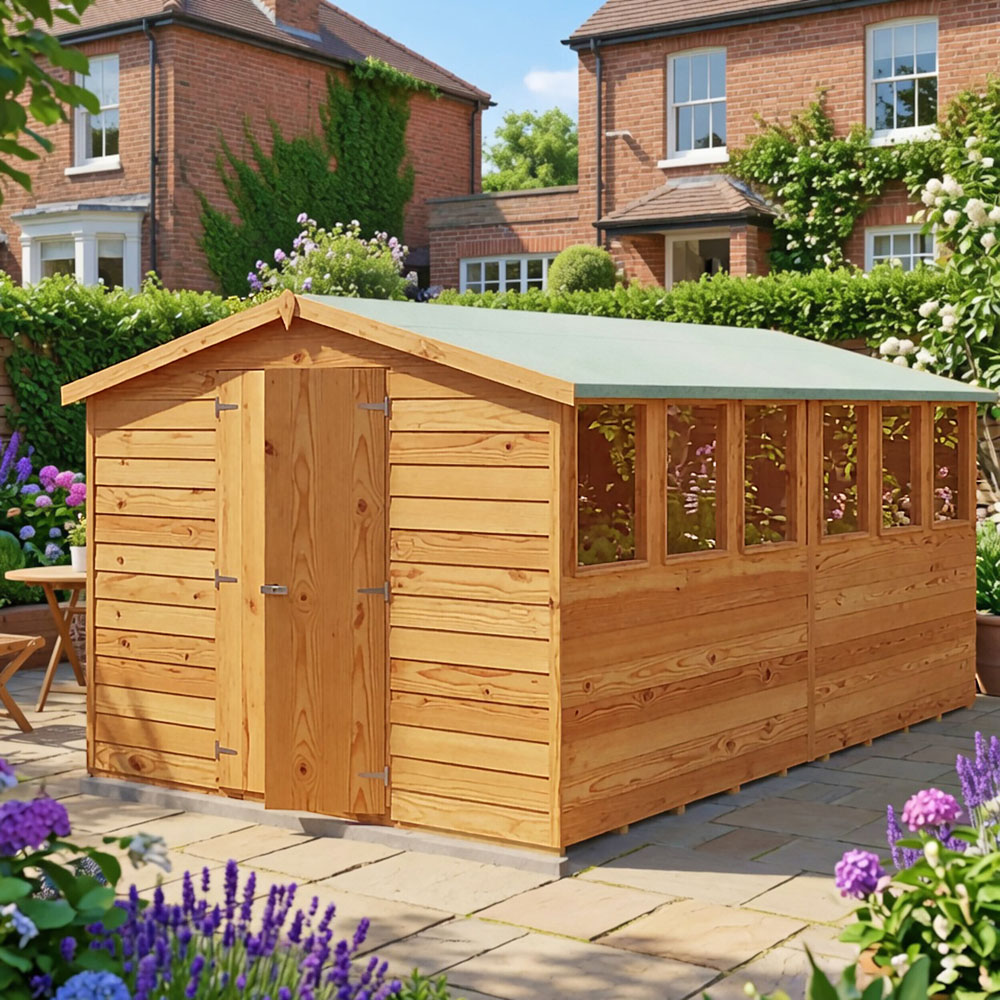 Shire 12 x 8ft Double Door Dip Treated Overlap Apex Shed Image 1