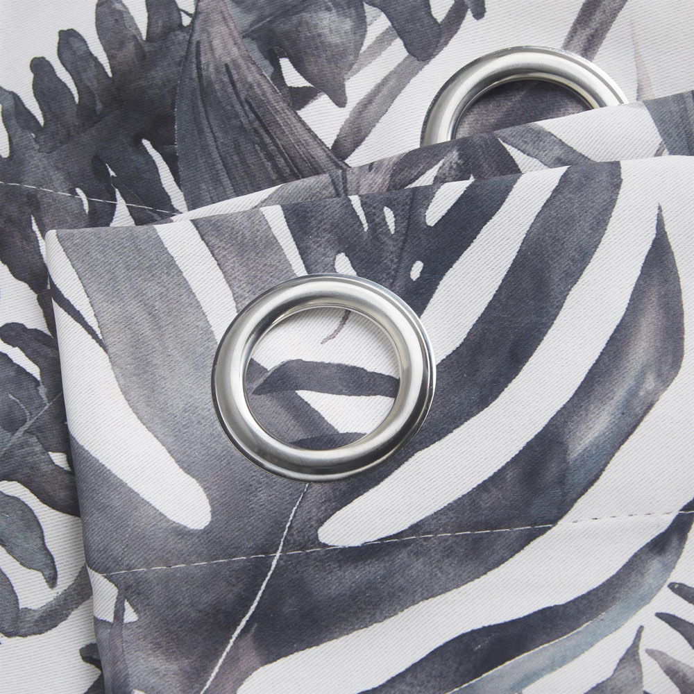 Alan Symonds Mal Charcoal Satin Blackout Ring Top Eyelet Curtains 168 x 137cm Image 3