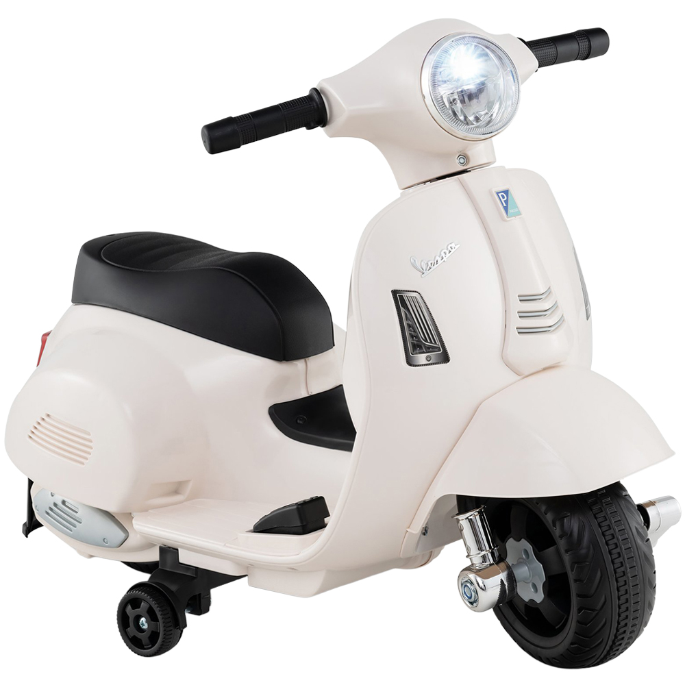 Costway Kids White Licensed Vespa Ride On Motorcycle with Lights and Horn Sound 6V Image 1