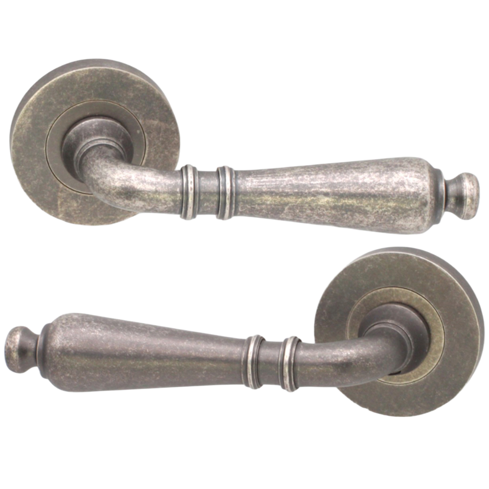 Spira Brass Hazel Pewter Lever Door Handle 2 Pack Image 1