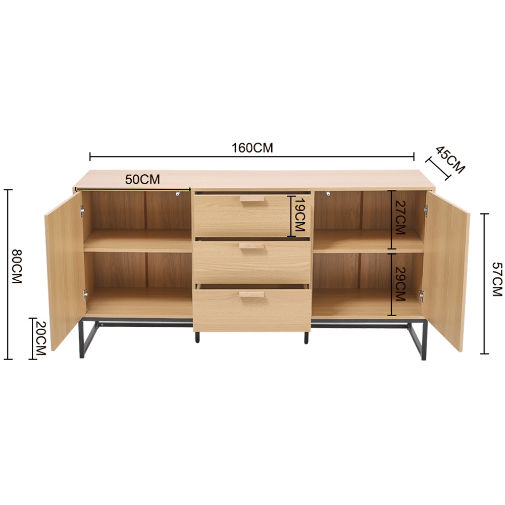 H&O Direct 3 Drawers Wooden Side Cabinet Image 5