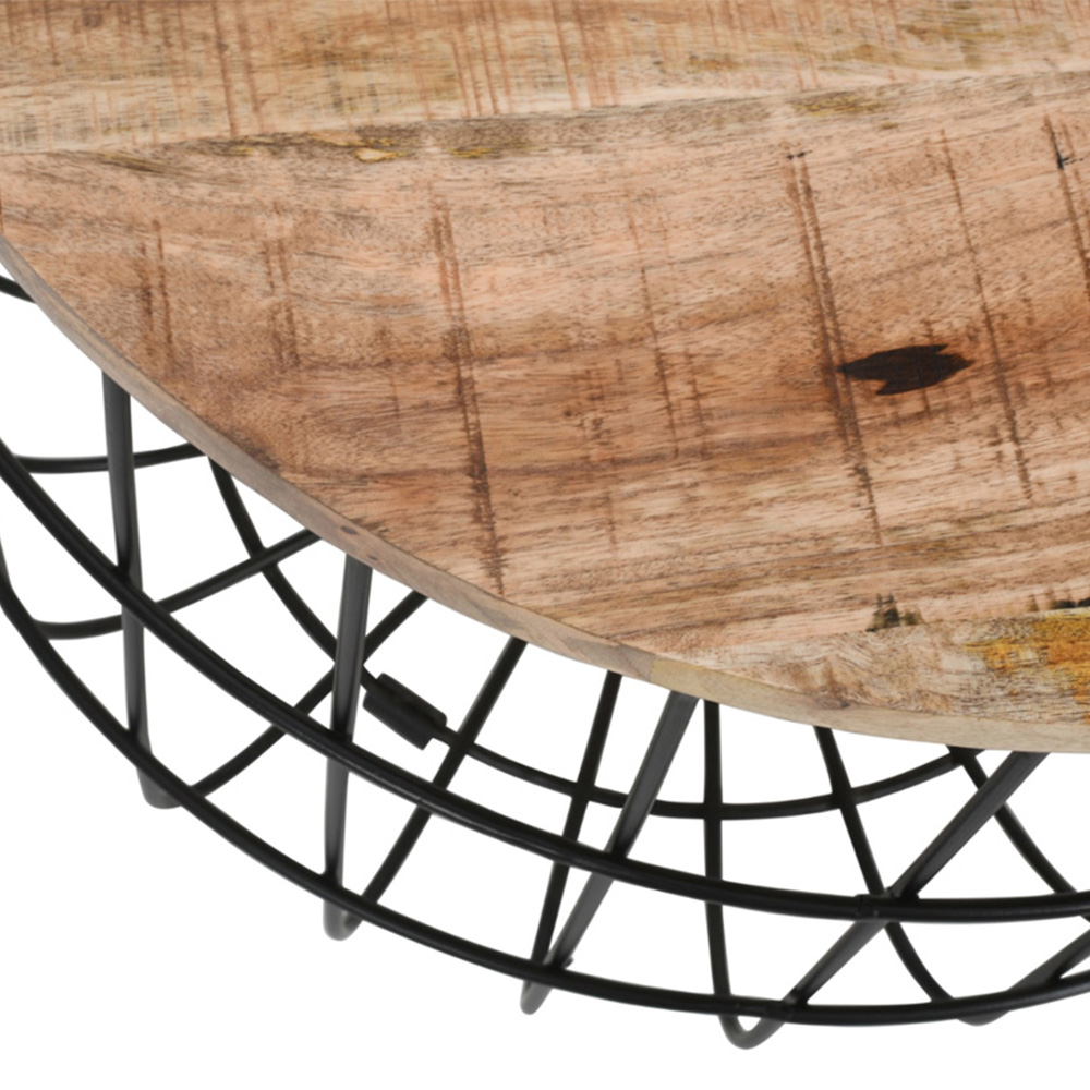 Brooklyn Surrey Solid Wood and Metal Wire Coffee Table Image 5