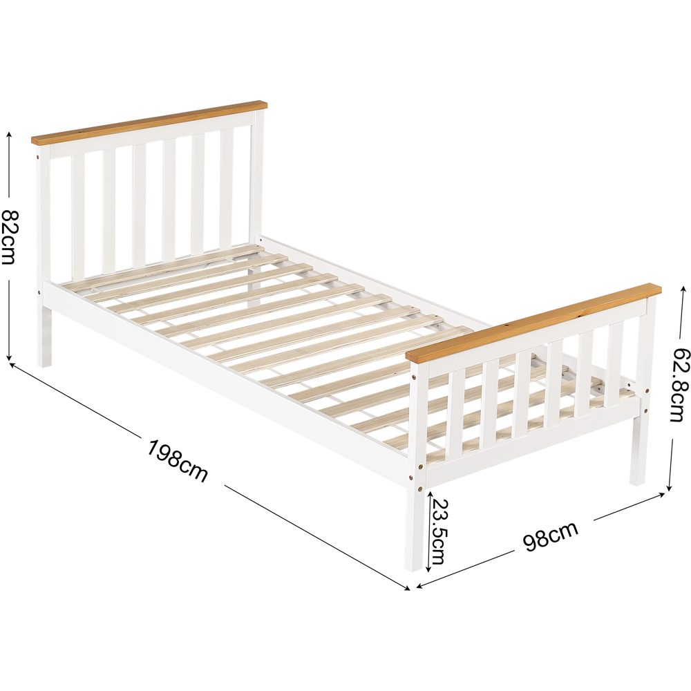 Brooklyn Single White and Caramel Wooden Bed Frame Image 9