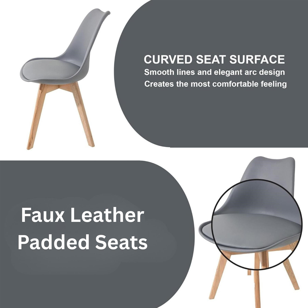 Portland 4 Seater Faux Leather Plastic Wooden Dining Set Grey Image 9