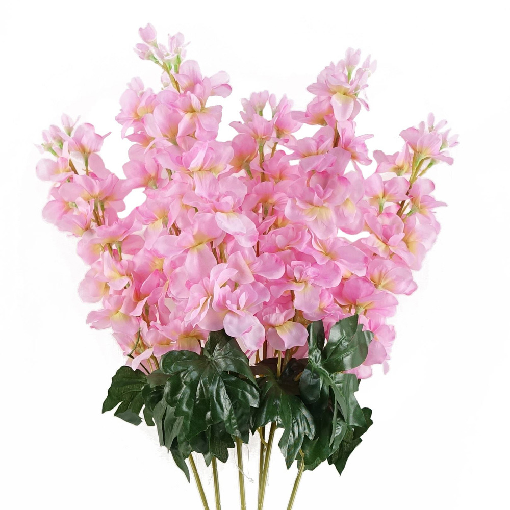 Leaf Pink Delphinium Single Stem Artificial Flower 2.5ft 6 Pack Image 5