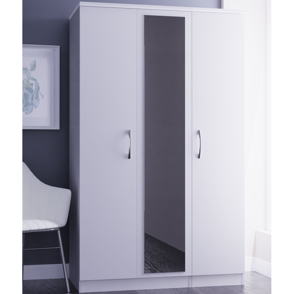 Crowndale Avon 3 Door White Matt Mirror Wardrobe Ready Assembled Image 8