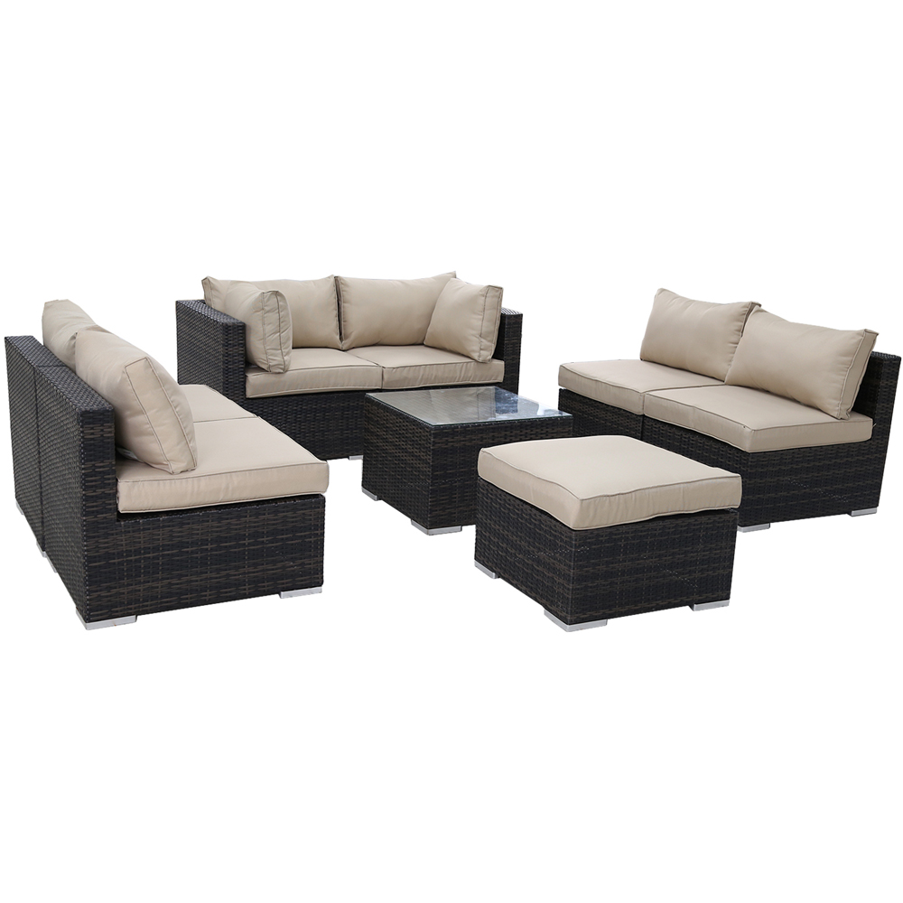 Furniture One 7 Seater Brown Patio Corner Sofa Set Image 3