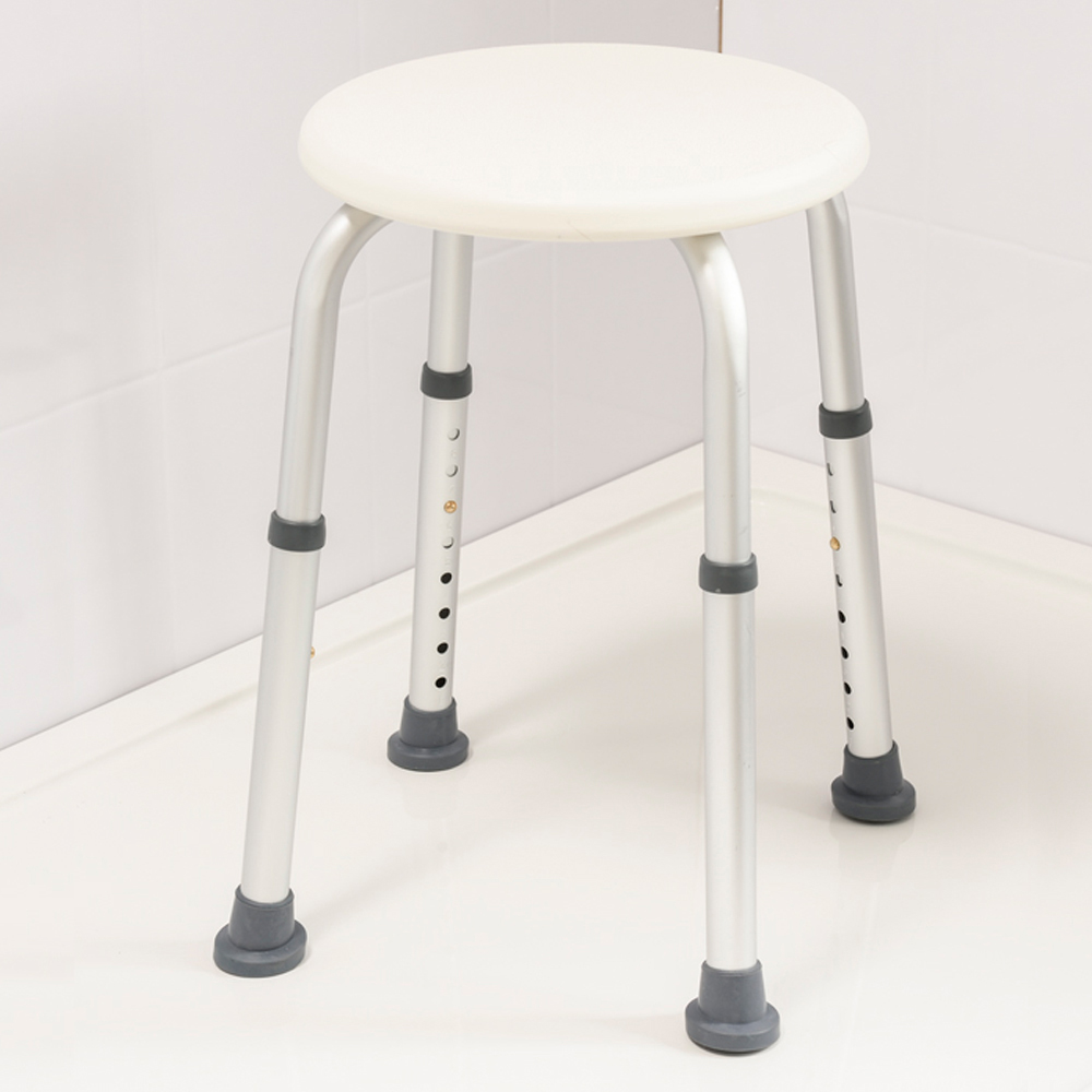 NRS Healthcare White Adjustable Shower Stool Image 2