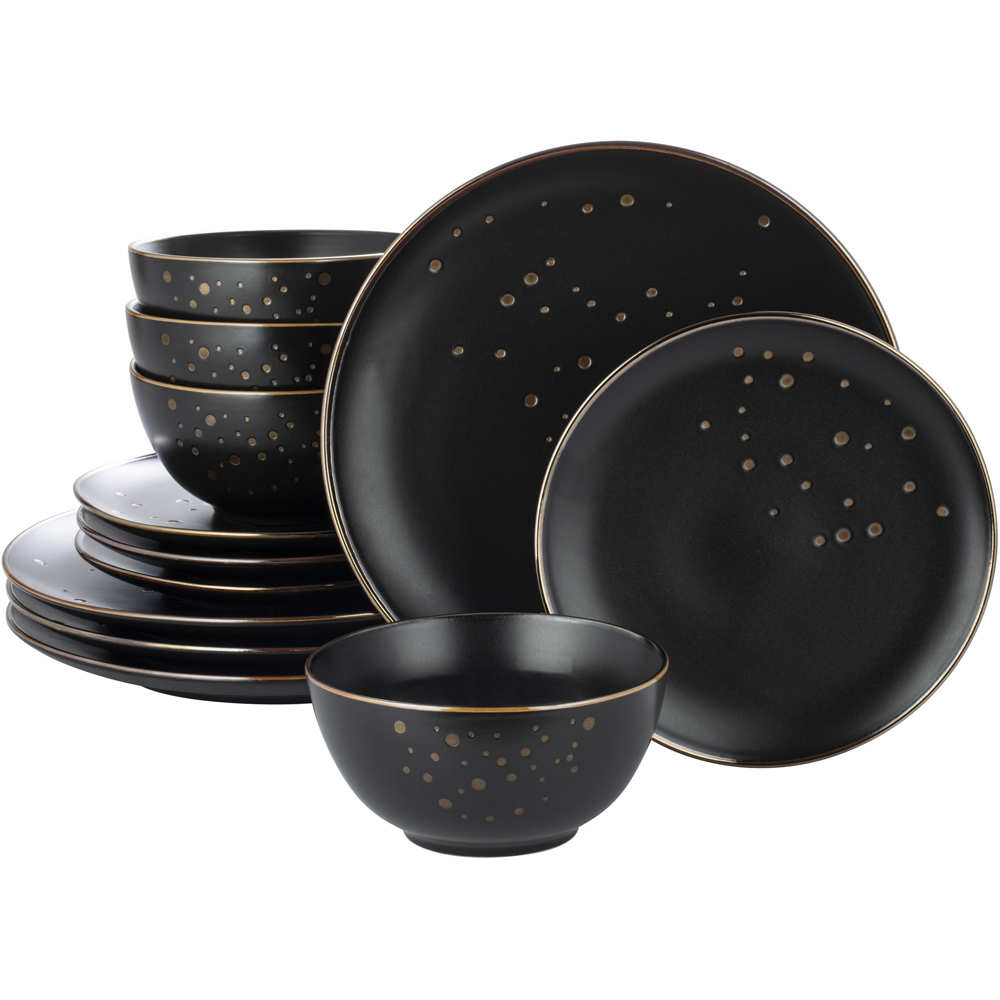 Waterside Ebony and Gold 12 Piece Dinner Set Image 1