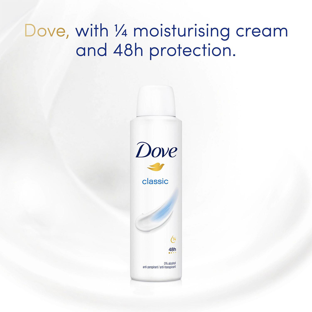 Dove Classic Sweat Protection Women Anti-Perspirant Deo 150ml 12 Pack Image 6