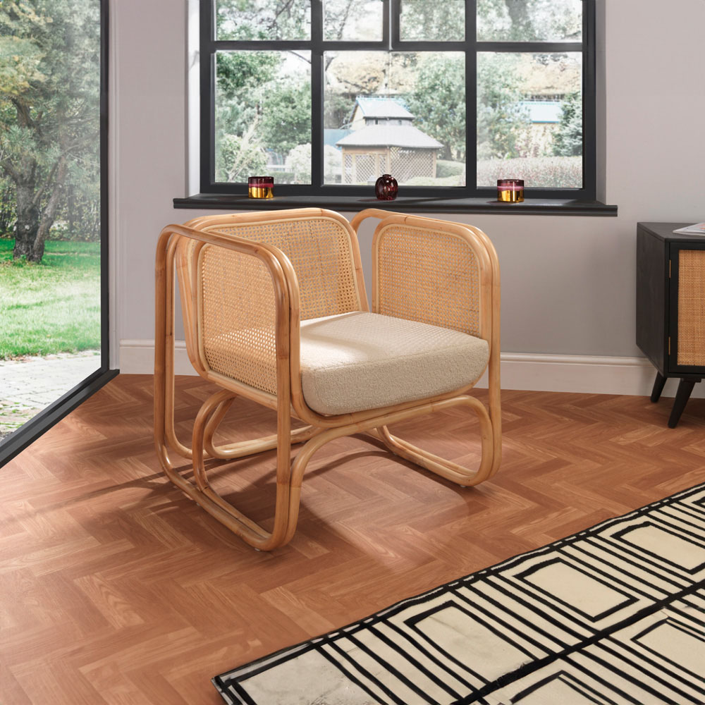 Desser Iconic Natural Latte Fabric Rattan Chair Image 7