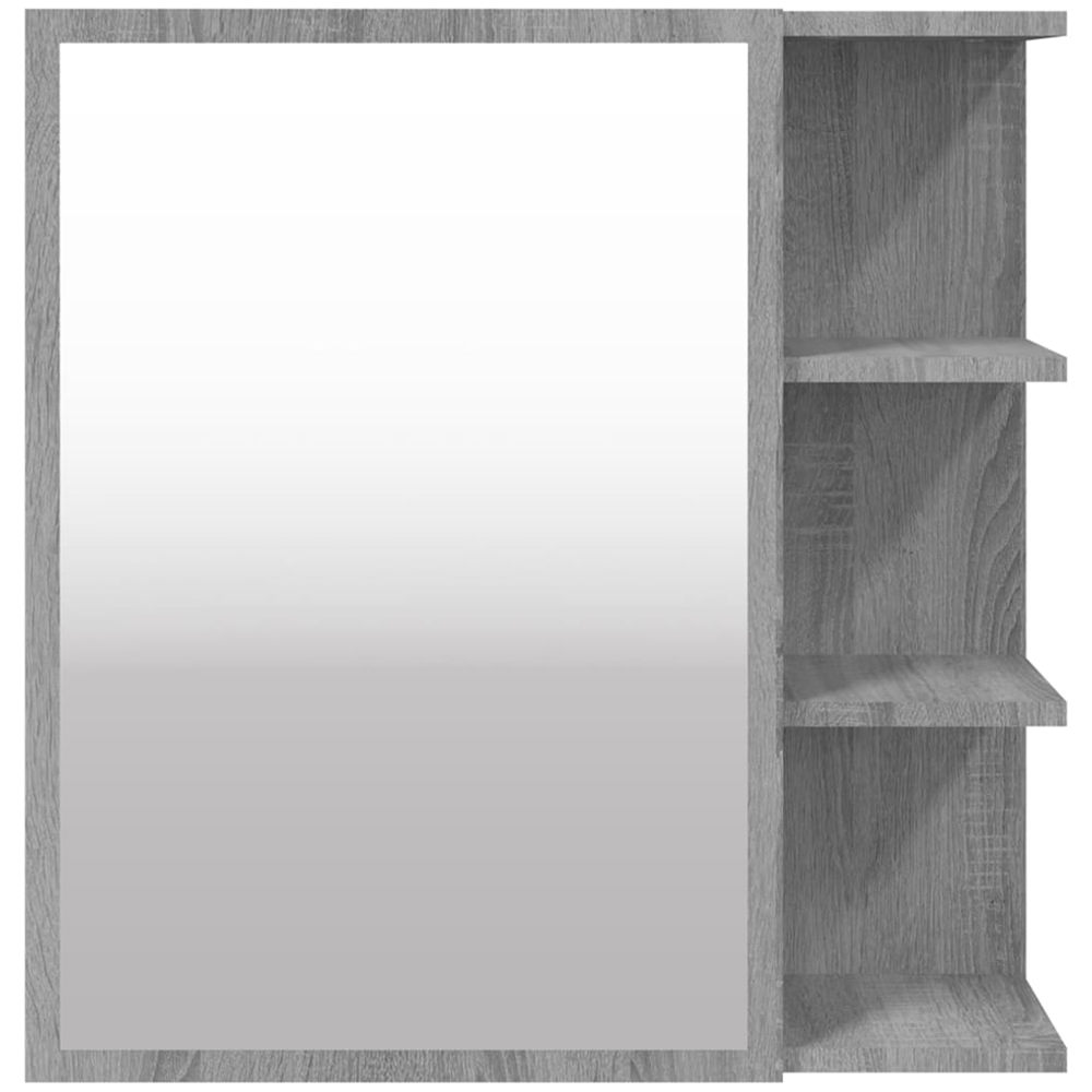 vidaXL Single Door 3 Shelf Grey Mirror Bathroom Cabinet Image 4