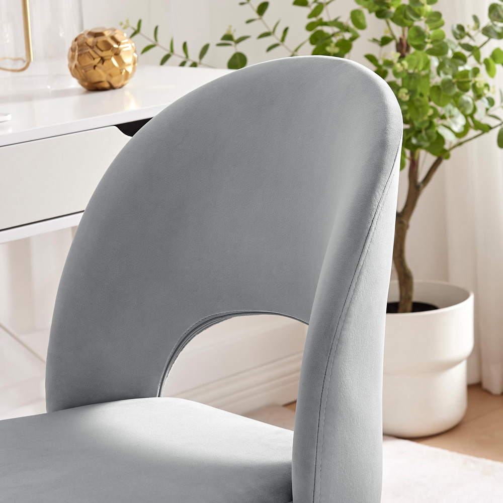 Furniturebox Courtez Grey Velvet and Silver Office Chair Image 4