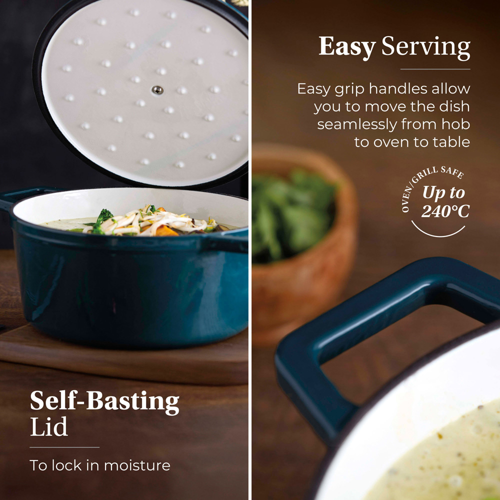 Barbary & Oak Nattura 24cm Agave Cast Iron Round Casserole Dish with Lid Image 5