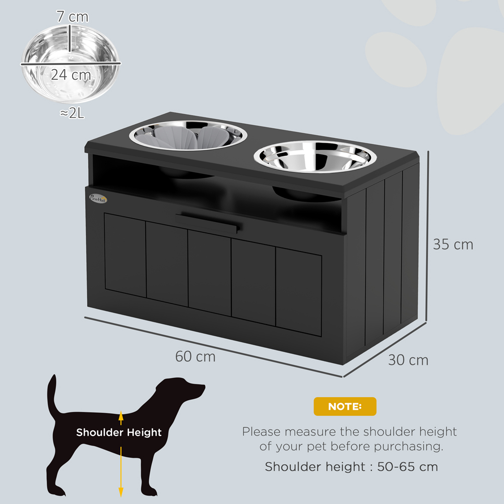 PawHut Black Raised Elevated Dog Bowl with Slow Feeder Mat Image 9