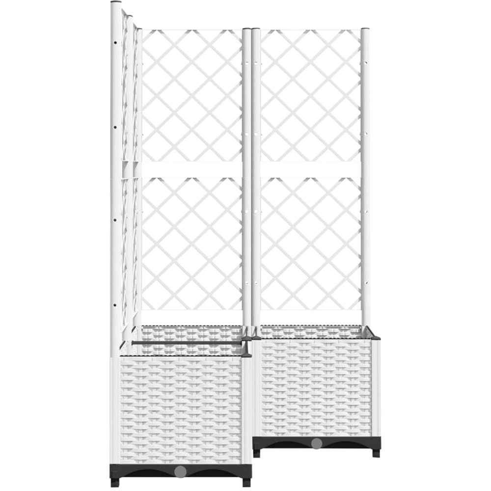 vidaXL White Plastic Garden Planter with Trellis 136 x 80 x 80cm Image 3