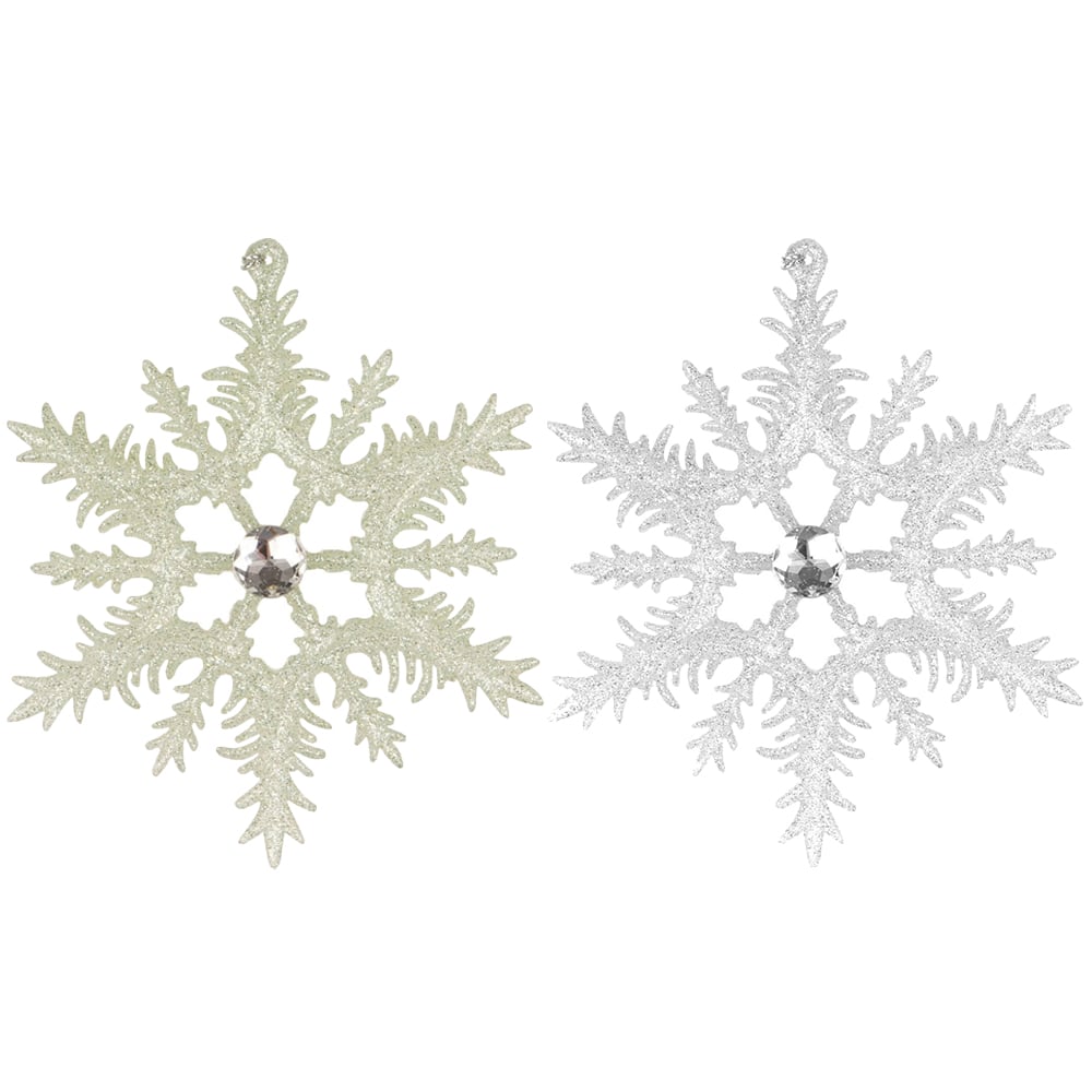 Single Sugar Wonderland Glitter Snowflake Ornament in Assorted styles Image 1