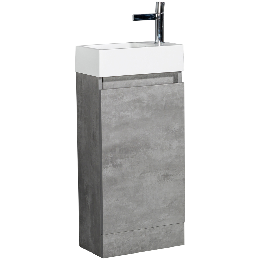 Go Bathrooms Concrete Compact Floor Standing Cloakroom Vanity Unit 390mm Image 2