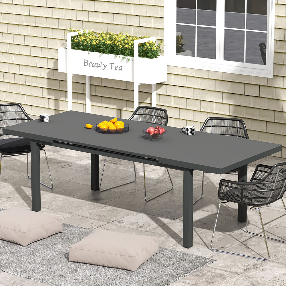 Outsunny 8 Seater Extending Outdoor Dining Table Charcoal Grey Image 1