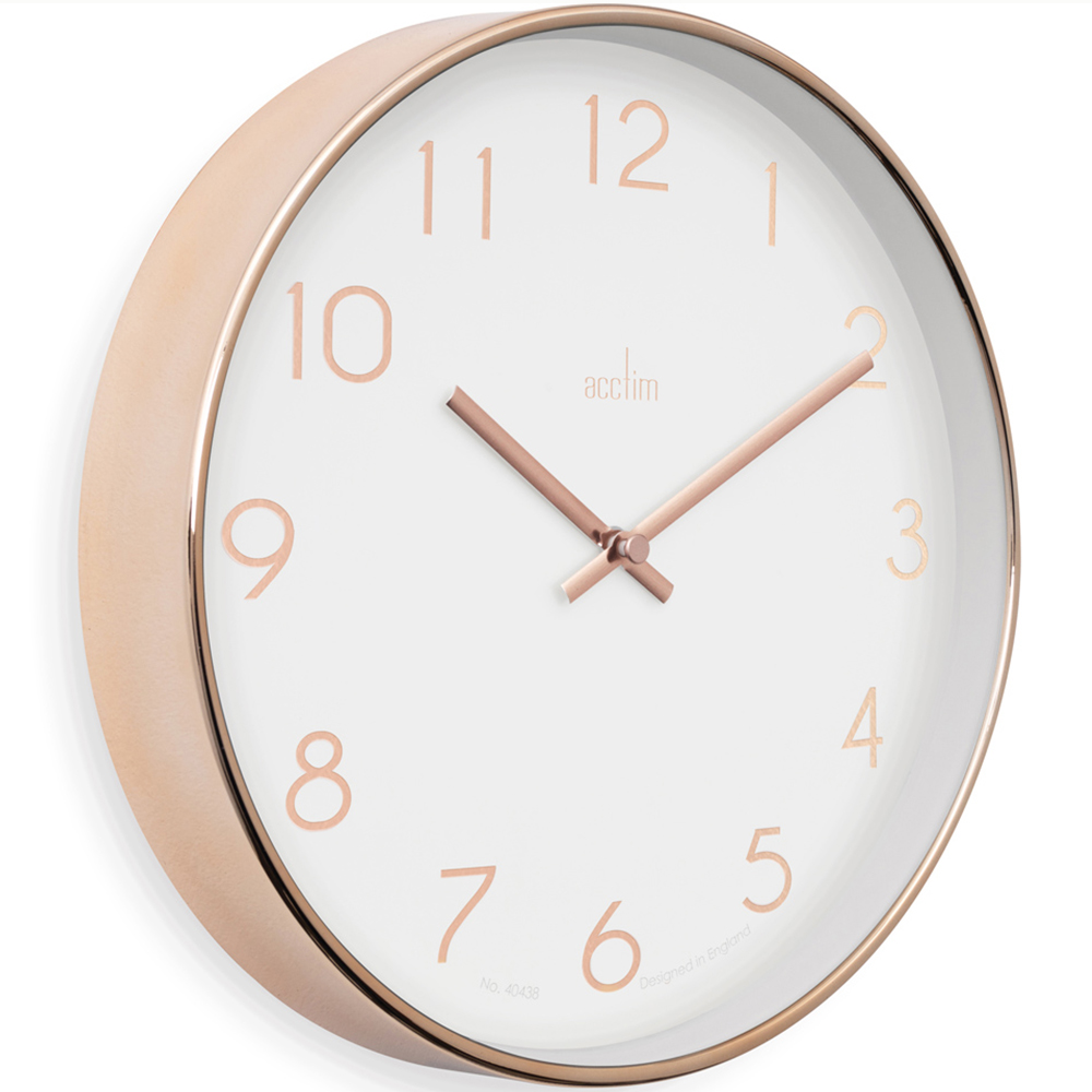 Acctim Elma White and Copper Plastic Wall Clock 25cm Image 2