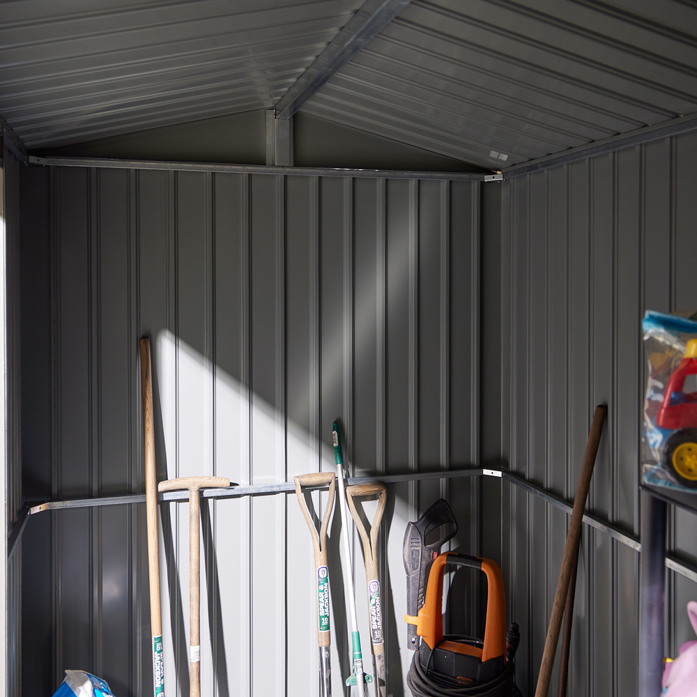 Rowlinson 8 x 6ft Grey Brentvale Premium Apex Metal Garden Shed Image 6
