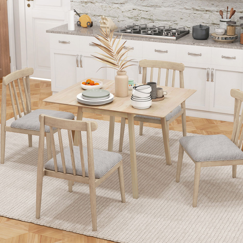 HOMCOM 4 Seater Natural Folding Drop Leaf Dining Table Image 5