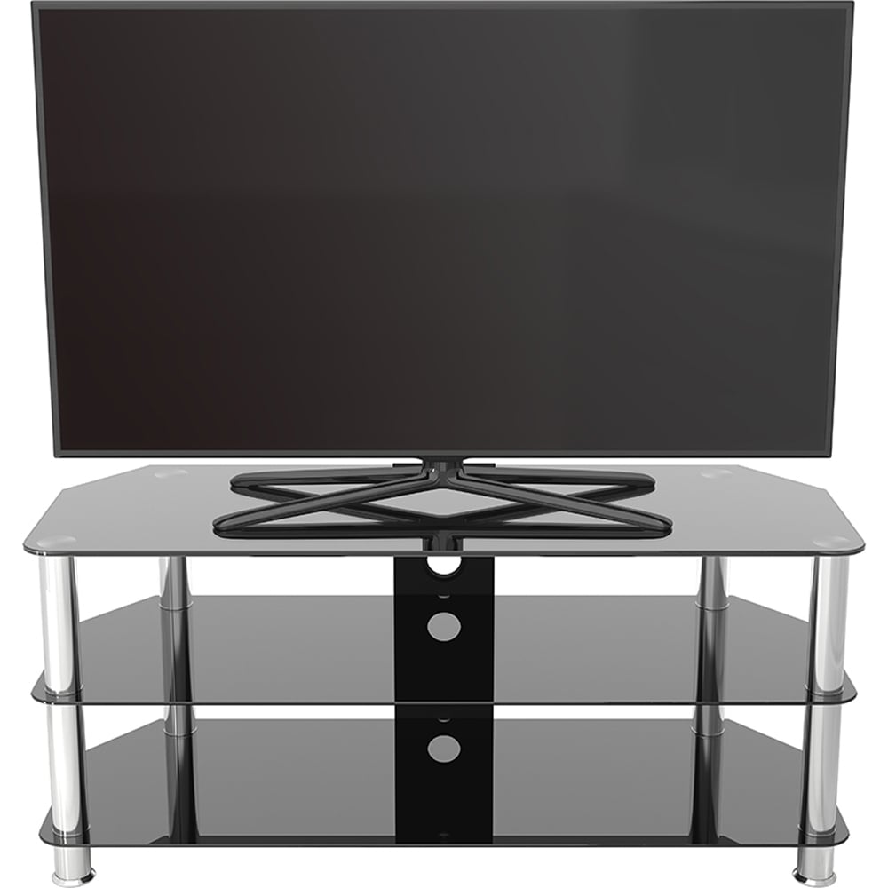 AVF Classic 3 Shelf Black Glass and Chrome Corner TV Stand Image 6