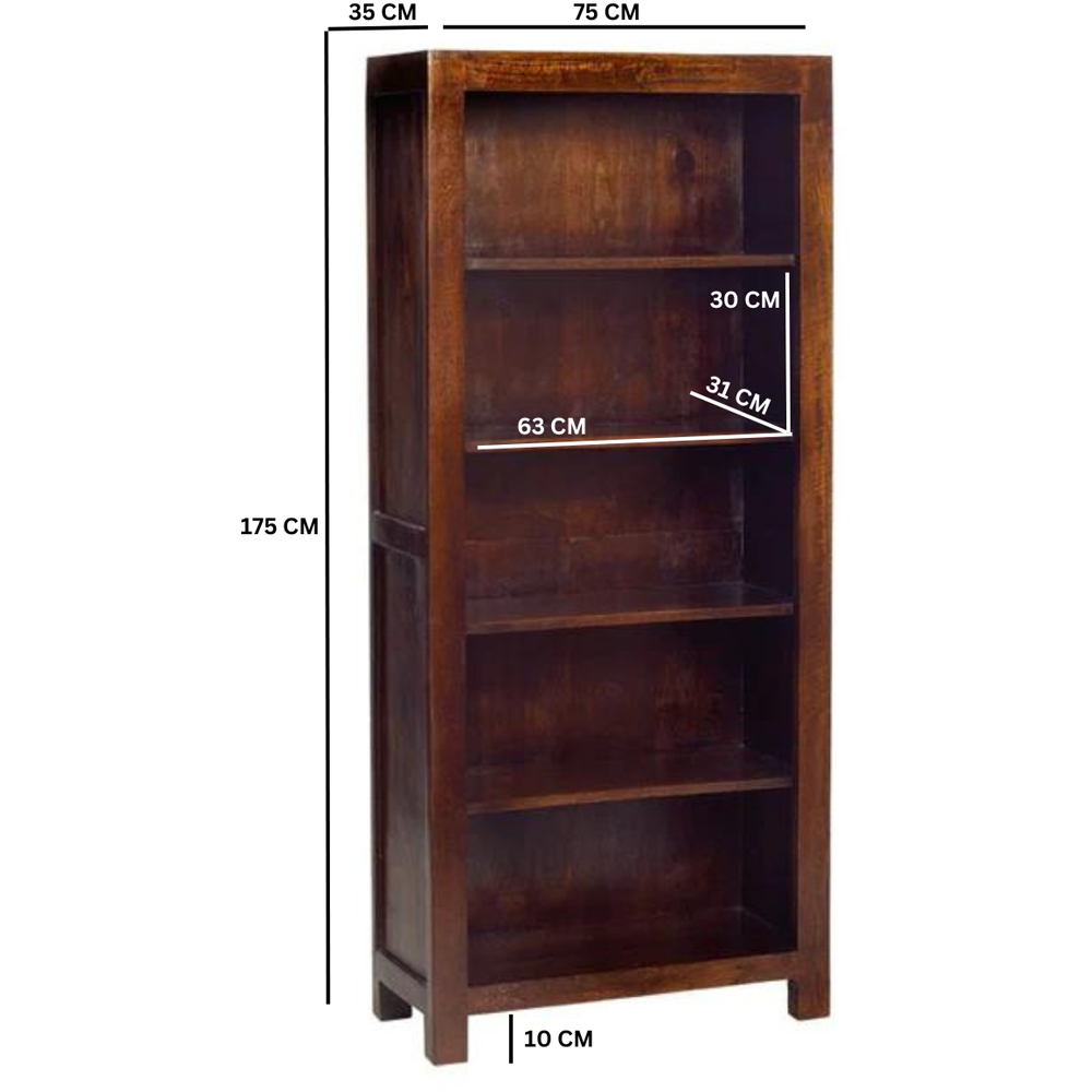 Brooklyn Nihash Toko 5 Shelf Dark Mango Open Bookcase Image 5