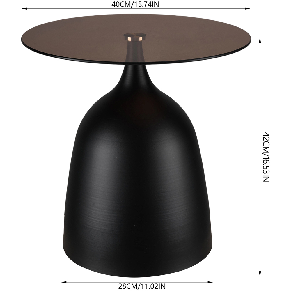 Living and Home Black Round Glass Bell Shaped Base Side Table Image 9