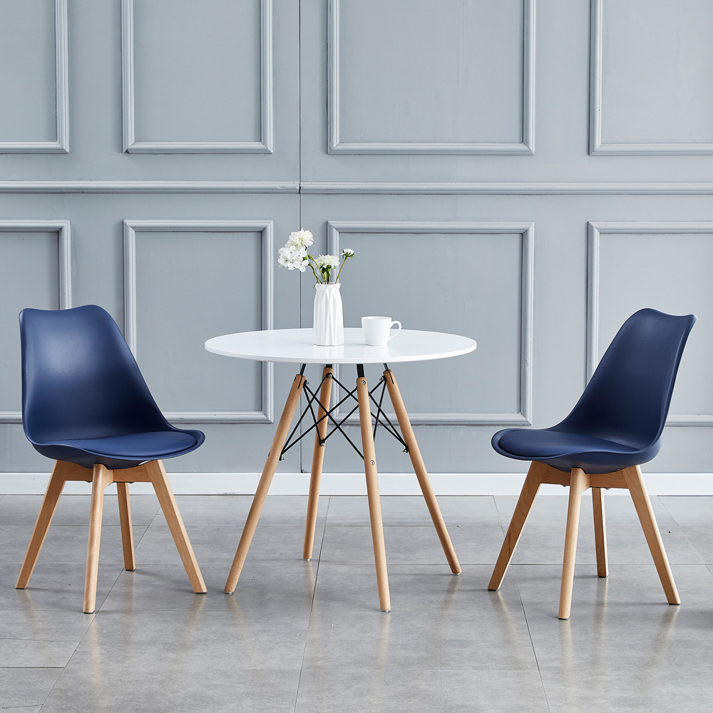 Eva Set of 2 Blue Padded Dining Chairs Image 7