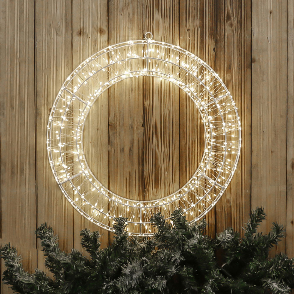 Xmas Haus Cool White LED Metal Wreath 70cm Image 1
