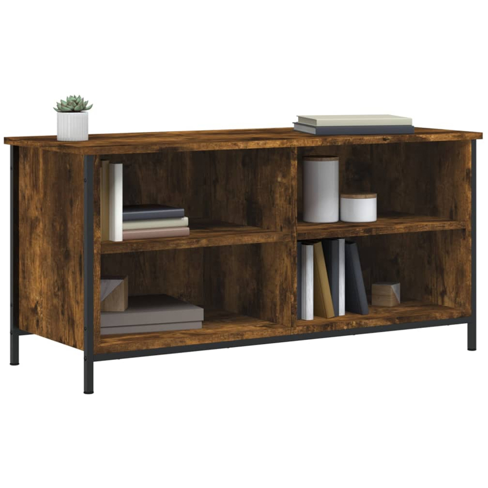 vidaXL 4 Shelf Smoked Oak Industrial Style TV Cabinet Image 3