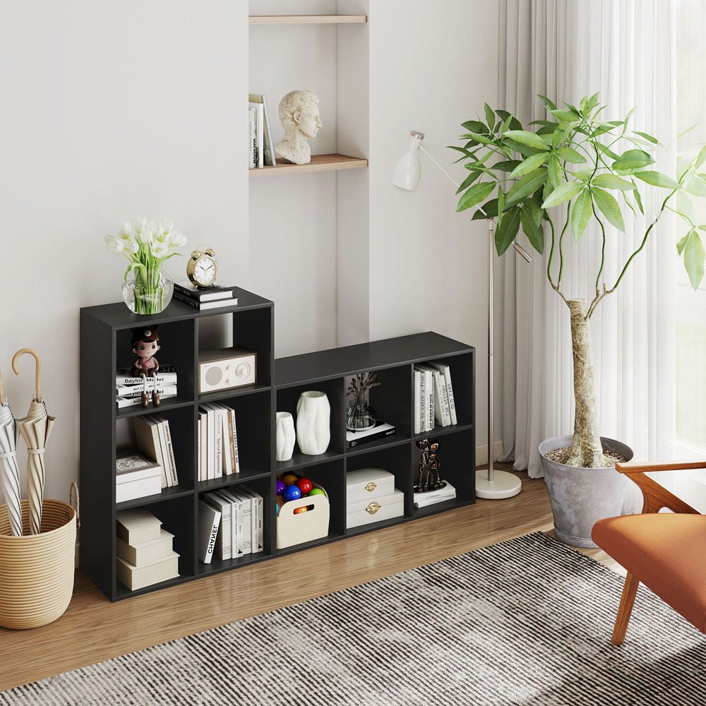 HOMCOM 6 Cube Black Bookshelf Image 4