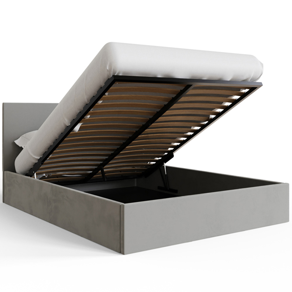 GFW Double Charcoal Grey Velvet End Lift Ottoman Bed with Memory Pocket Spring Mattress Image 5