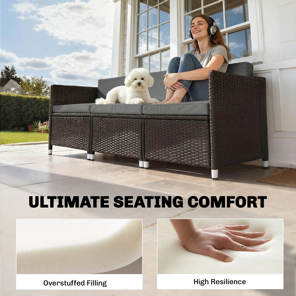 Outsunny 7 Piece Dark Grey Water-Repellent Patio Furniture Cushion Set Image 5