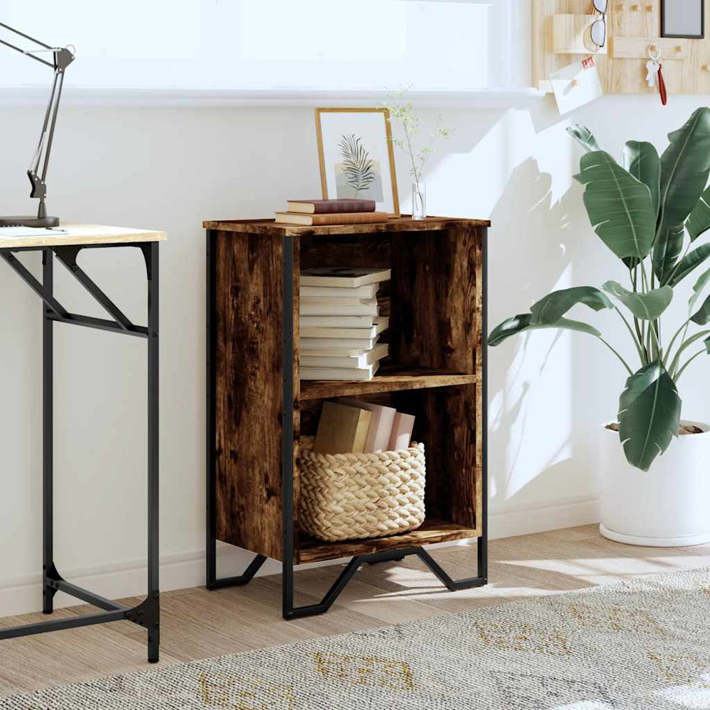 vidaXL 2 Shelf Smoked Oak Bookcase Image 8
