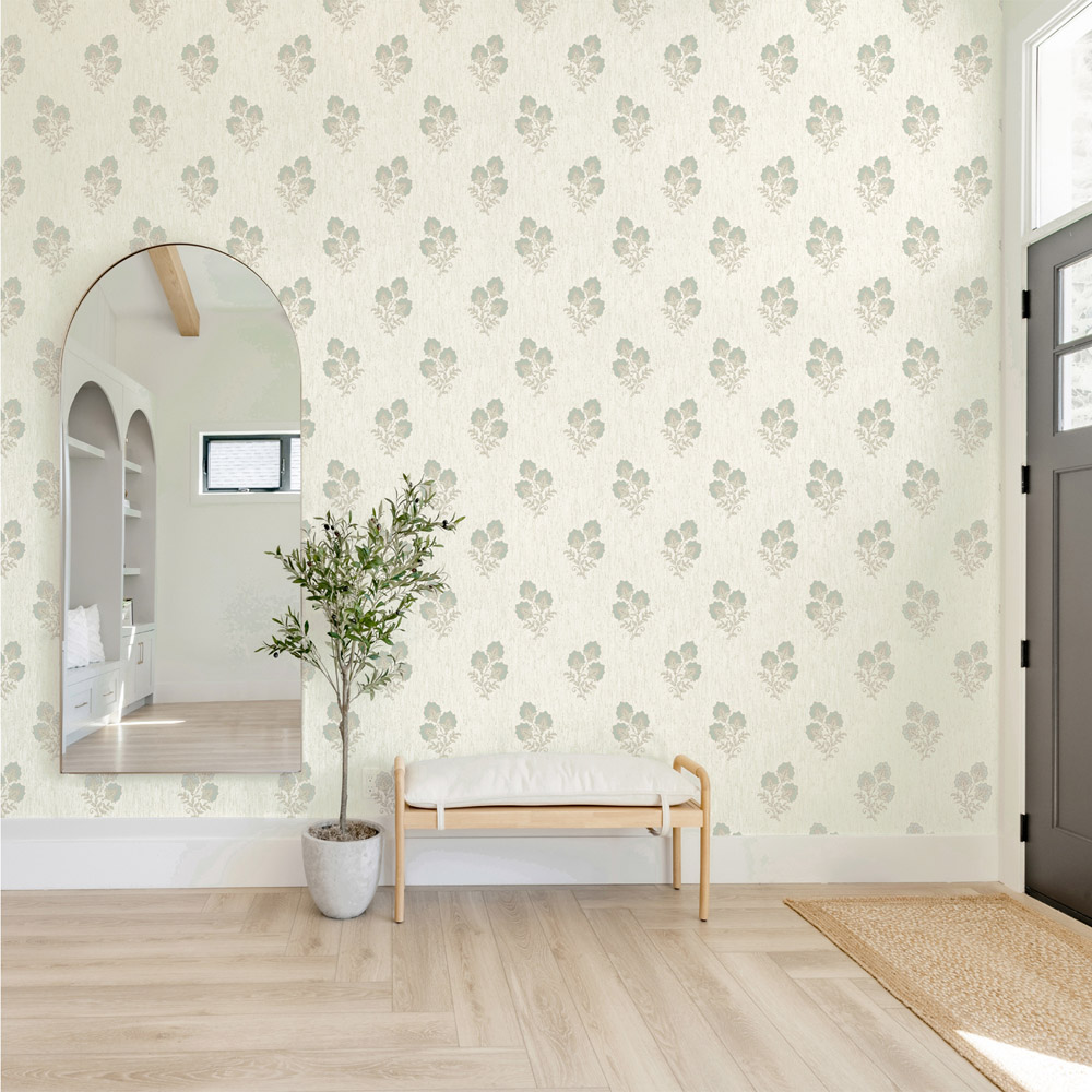Belgravia Decor Carlotta Motif Green and Cream Wallpaper Image 3