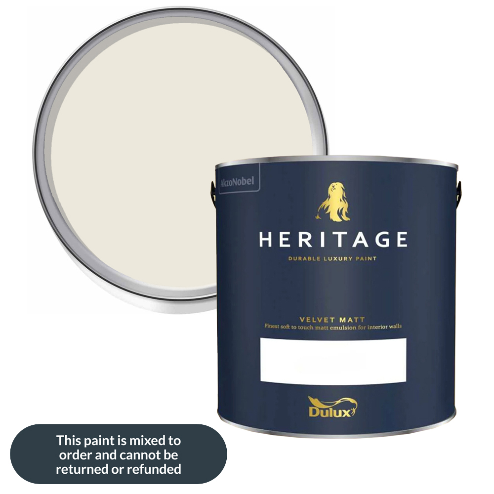 Dulux Heritage Walls and Ceilings Ochre White Velvet Matt Emulsion Paint 2.5L Image 1