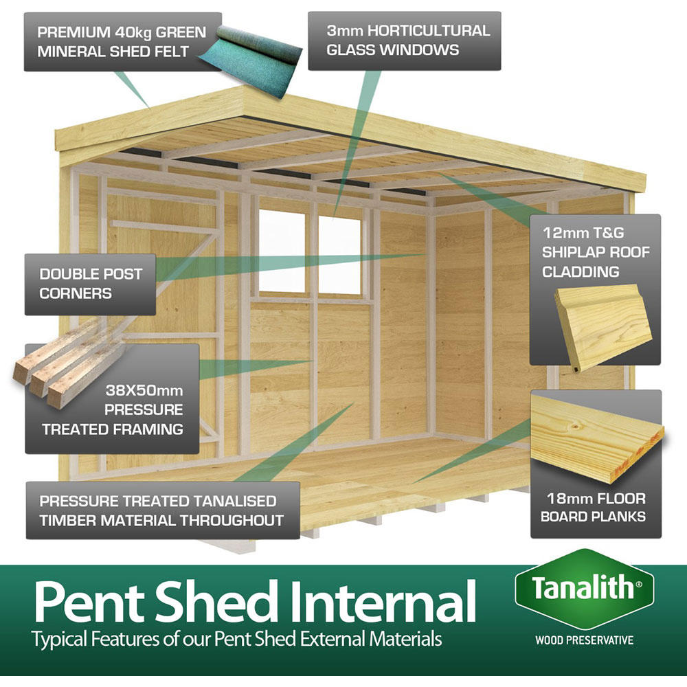 DIY Sheds 18 x 4ft Tongue and Groove Timber Pent Summer Garden Shed Image 5