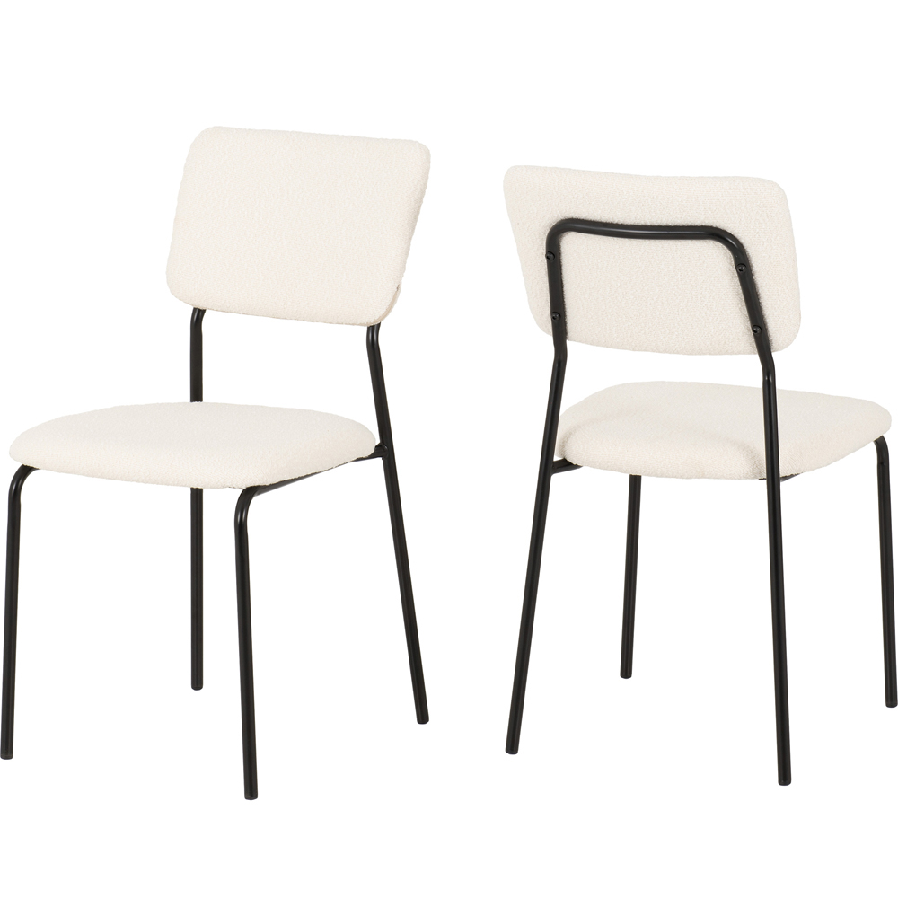 Seconique Sheldon Boucle Fabric 4 Seater Round Dining Set Black and Ivory Image 4