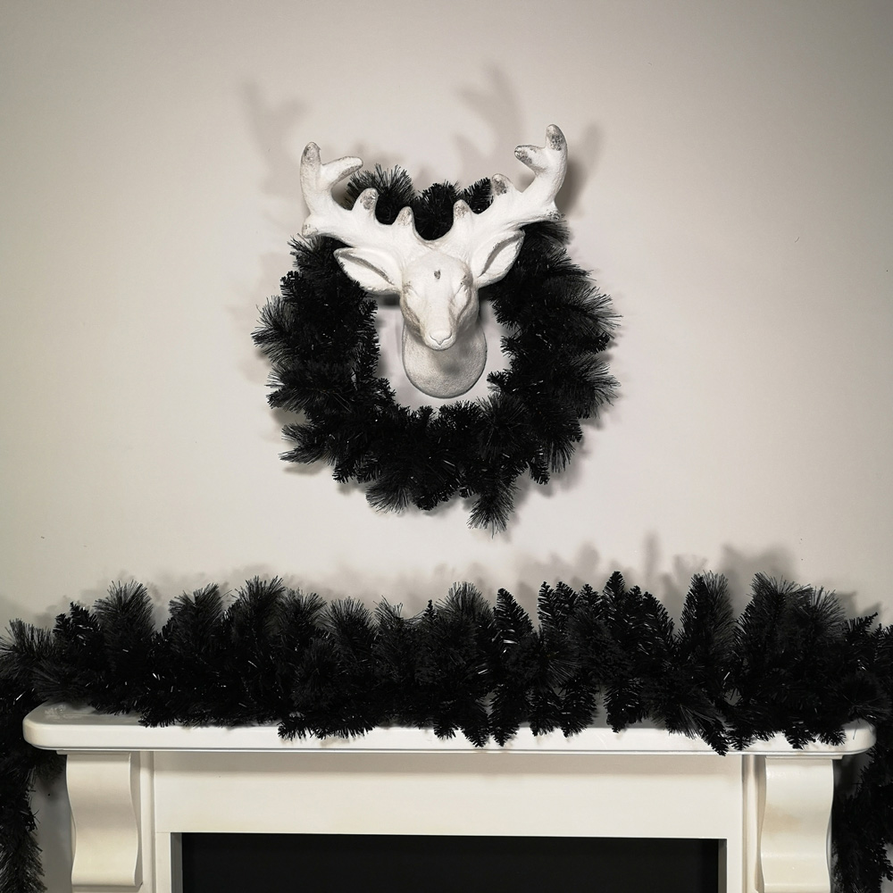 Samuel Alexander Black Plain PVC Tipped Halloween Christmas Wreath Image 7