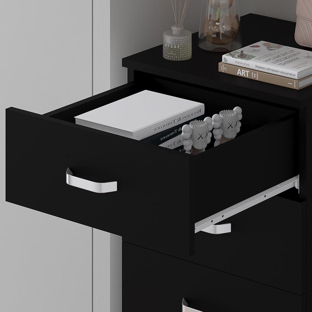 FWStyle Tunis Matt Black 5 Drawer Slim Chest Image 4