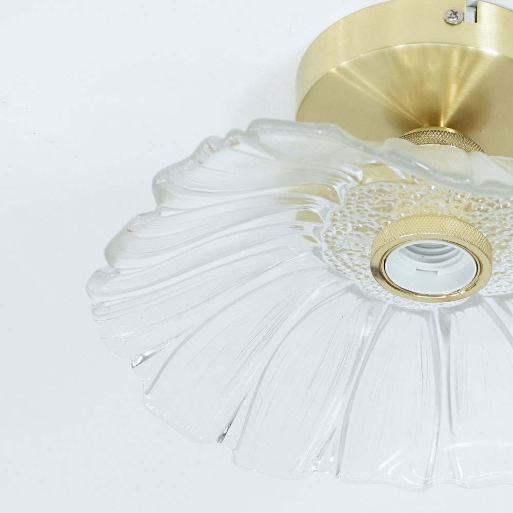 ValueLights Cassia Gold Clear Glass Flower LED Flush Ceiling Light Image 3
