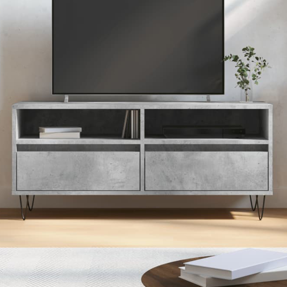vidaXL 2 Drawer 2 Shelf Concrete Grey TV Cabinet Image 1