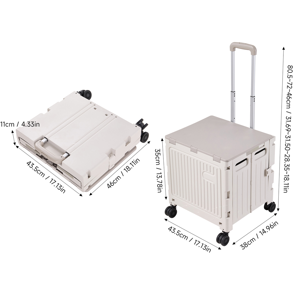 Living and Home Grey White Foldable Shopping Trolley 55L Image 8