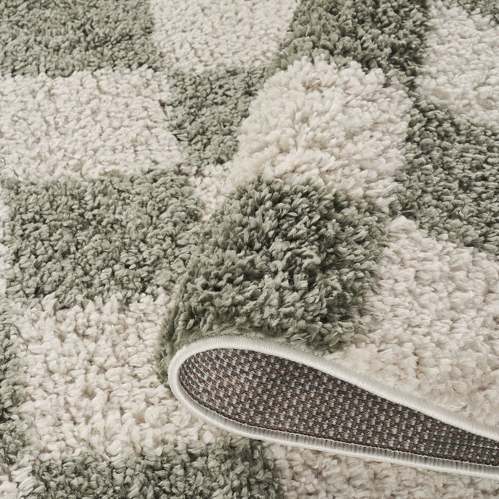 Desire Rugs Chester Sage Shaggy Checkered Rug 60 x 220cm Image 4